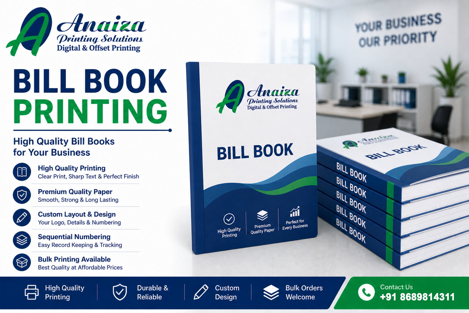 Custom bill book printing