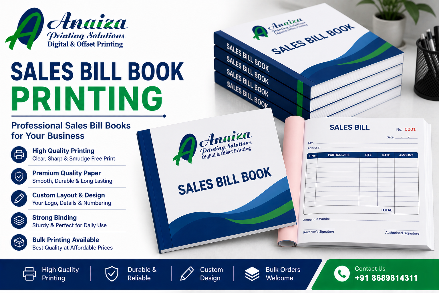 Sales bill book printing
